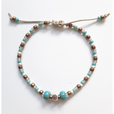 bohemien schuifarmbandje turquoise/ brons bohemien schuifarmbandje turquoise/ brons