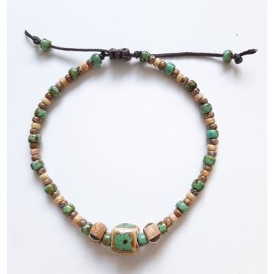 bohemien schuifarmbandje turquoise groen vierkant bohemien schuifarmbandje turquoise groen vierkant