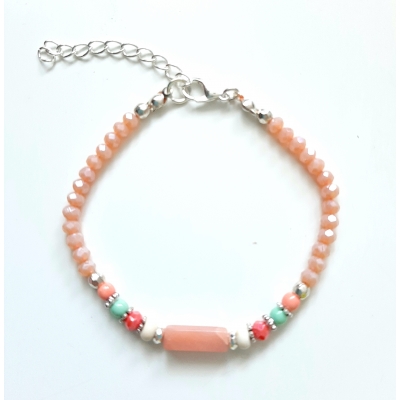 facet glaskraal armbandje peach facet glaskraal armbandje peach