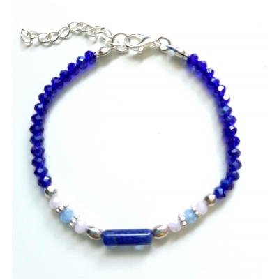 facet glaskraal armbandje saffierblauw facet glaskraal armbandje saffierblauw
