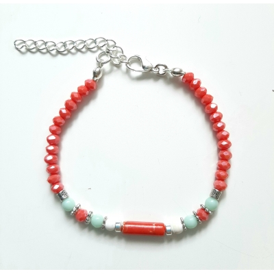 facet glaskraal armbandje zacht oranje facet glaskraal armbandje zacht oranje
