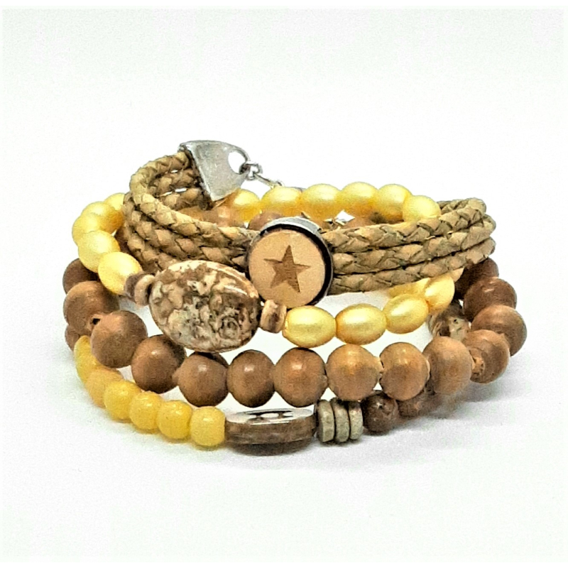 zacht okergele armbanden set