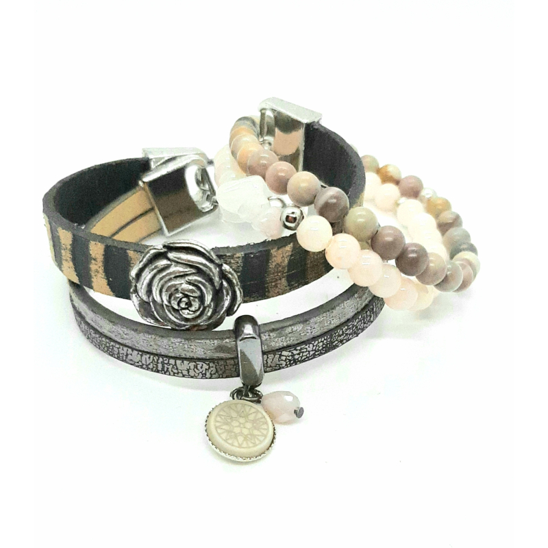 Stoere roos armbanden set