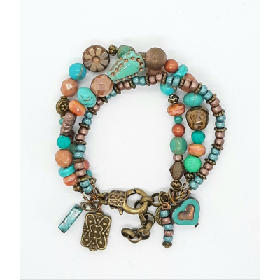bronzen bohemian armband met turquoise