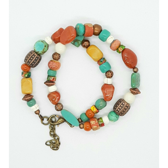 bohemian armband in roodbruin / turquoise