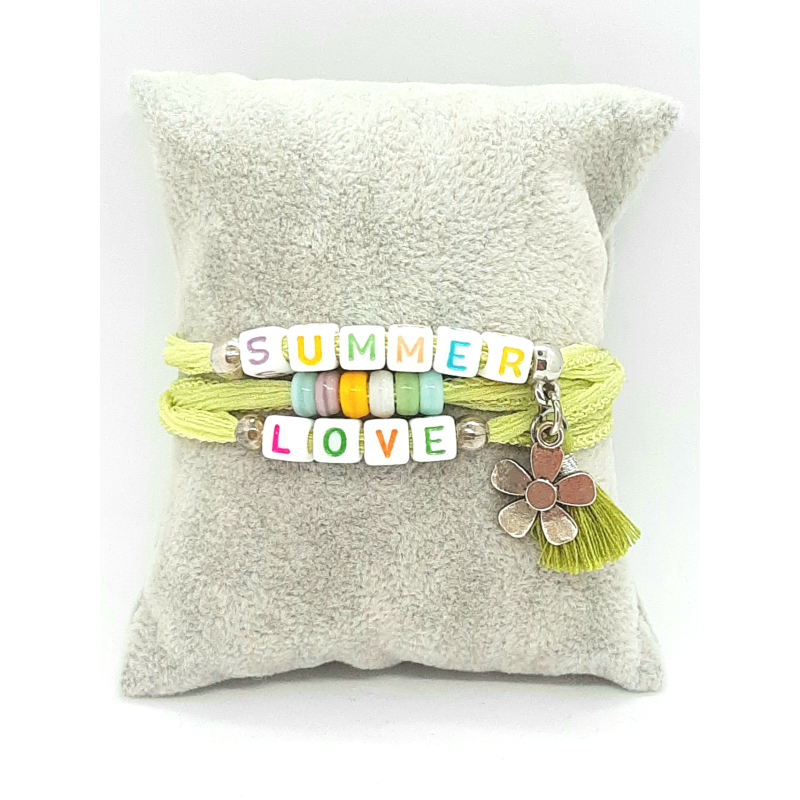 summer / love zijden wikkelarmband lime