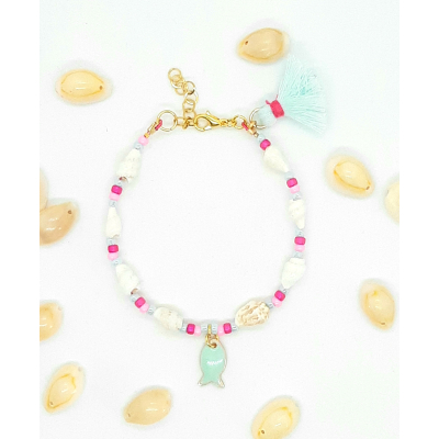 schelpenarmbandje mint blauw schelpenarmbandje mint blauw