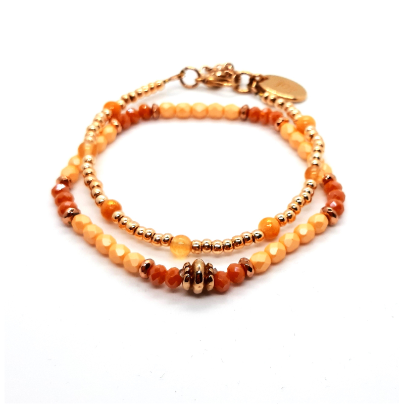 armband setje in peach en roségoud