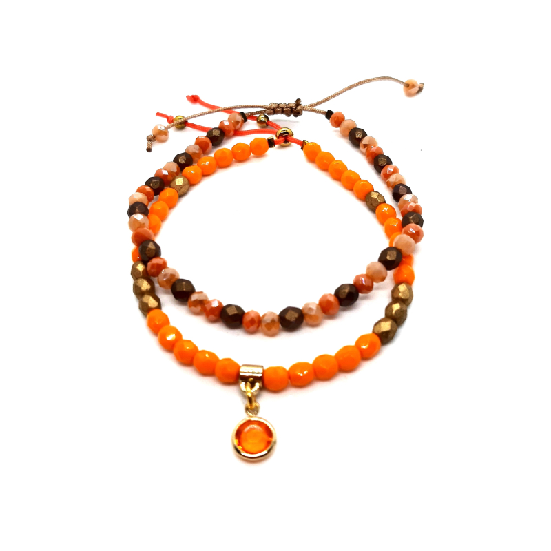 armband setje in warm oranje