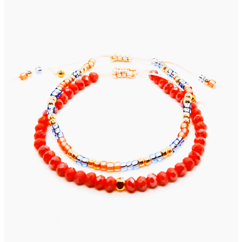 facet kraal armbandje zacht koraal/ goud