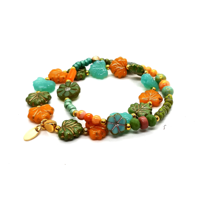 leaf bracelet met turquoise