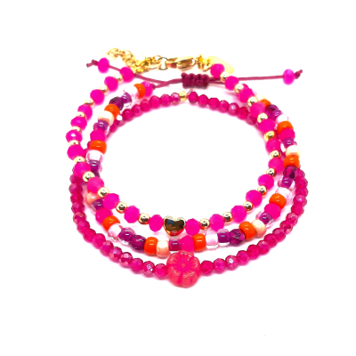 fuchsia roze set met een tikkeltje oranje