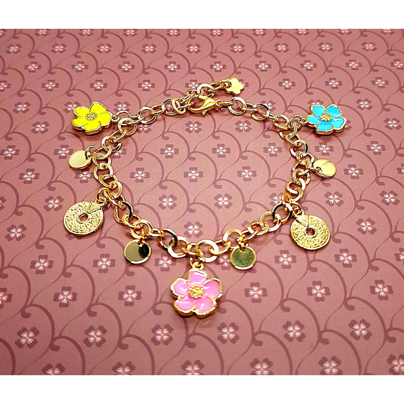 bloem bedelarmband goud