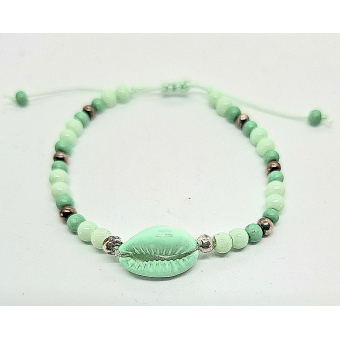 schelp schuif armbandje mint