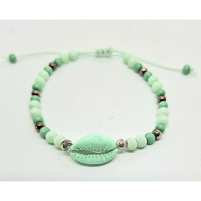 schelp schuif armbandje mint