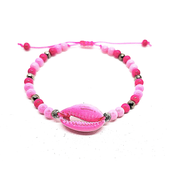 schelp schuif armbandje felroze