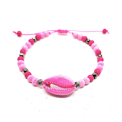 schelp schuif armbandje felroze