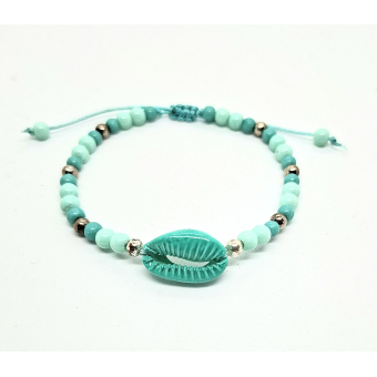 schelp schuif armbandje turquoise
