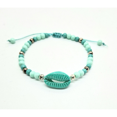 schelp schuif armbandje turquoise
