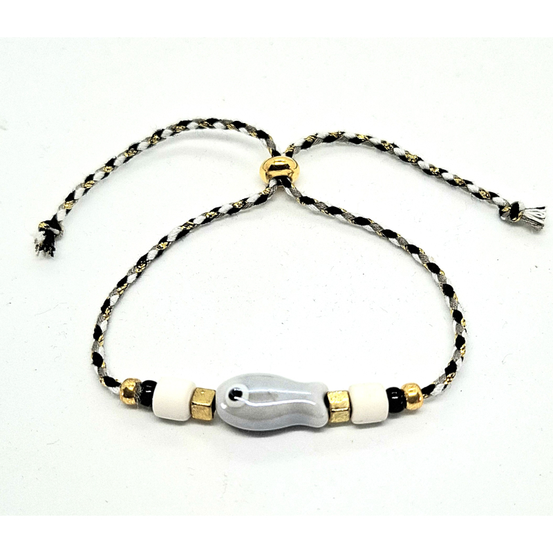 vis schuif armbandje grijs