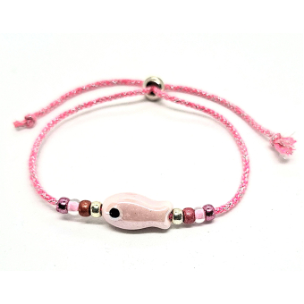 vis schuif armbandje roze