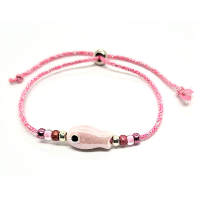 vis schuif armbandje roze