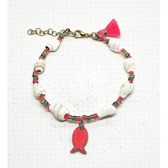 schelpen armbandje fel roze