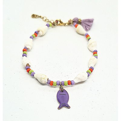 schelpen armbandje paars