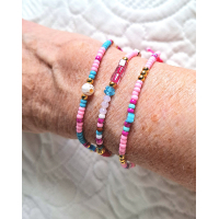 boho armband setje roze