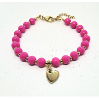 kralenarmband met hartje felroze
