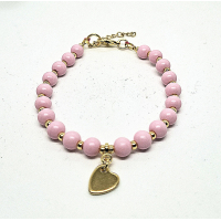 kralenarmband met hartje lichtroze