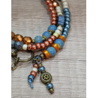 bohemian wikkelarmband  zacht petrol met koper