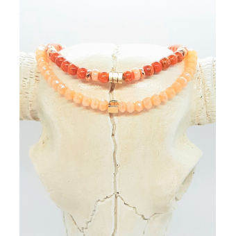 armband setje in peach en brique