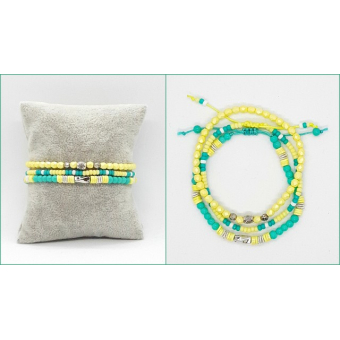  armbanden set geel/ turquoise