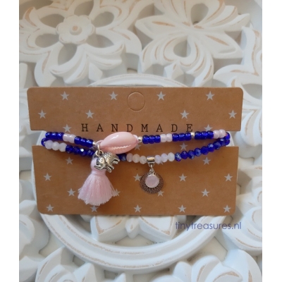 setje in kobalt blauw met zacht roze setje in kobalt blauw met zacht roze
