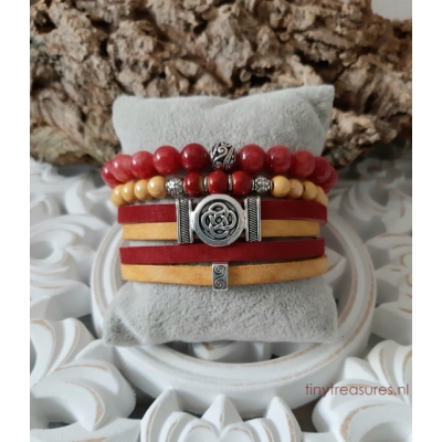 leren wikkelarmband rood/geel leren wikkelarmband rood/geel
