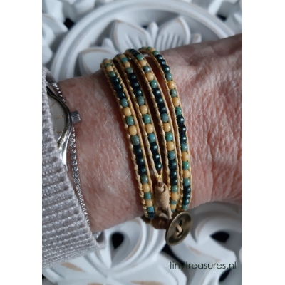 leren wikkelarmband 4x om je pols geel leren wikkelarmband 4x om je pols geel
