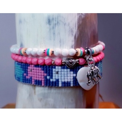 Miyuki olifanten setje blauw roze Miyuki olifanten setje blauw roze