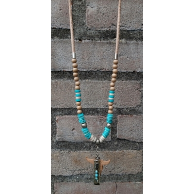 buffel ketting in turquoise met zacht bruin buffel ketting in turquoise met zacht bruin