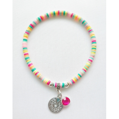 katsuki armbandje 3mm met fuchsia bedel katsuki armbandje 3mm met fuchsia bedel