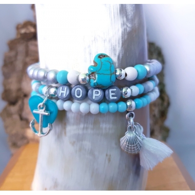 hope armband grijs/ blauw hope armband grijs/ blauw