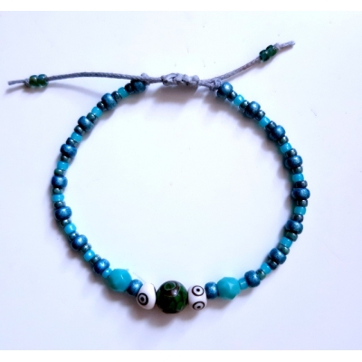 bohemien schuifarmbandje blauw/groen bohemien schuifarmbandje blauw/groen