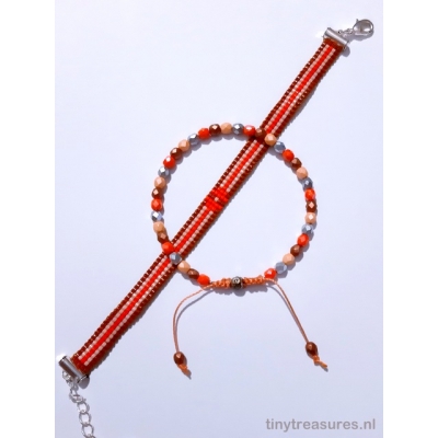 Miyuki armband setje warm oranje Miyuki armband setje warm oranje