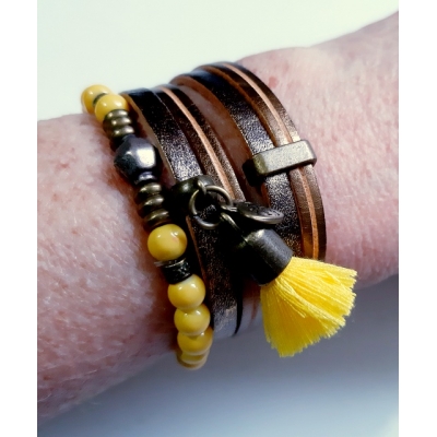 brons leren wikkel set brons leren wikkel set