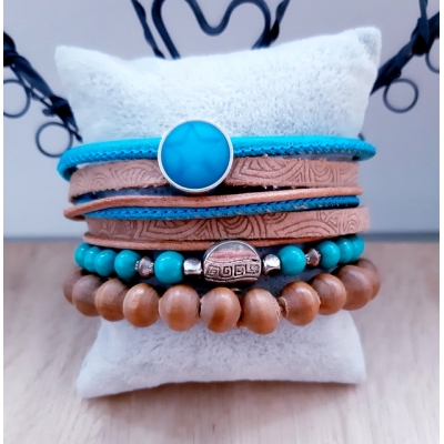leren wikkelarmband turquoise bruin leren wikkelarmband turquoise bruin