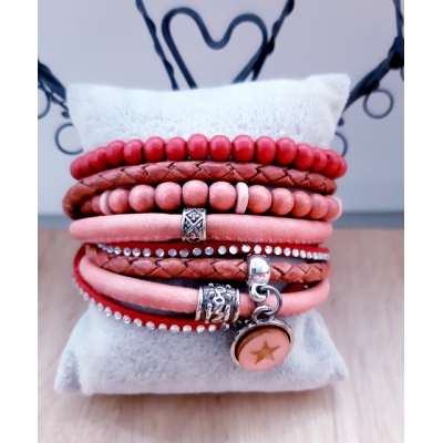 leren wikkelarmband in warm rood leren wikkelarmband in warm rood