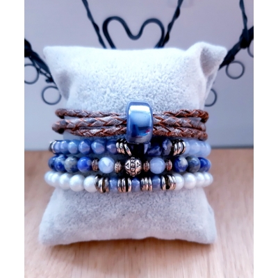 leren denim blauwe set leren denim blauwe set