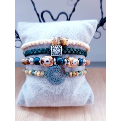 bohemien armband in oker en groen bohemien armband in oker en groen