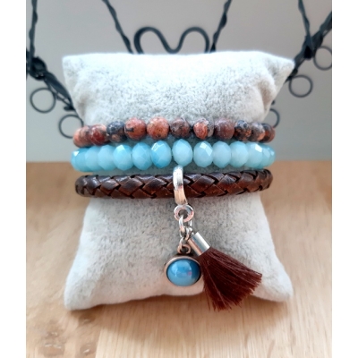 bruin blauwe armbanden set bruin blauwe armbanden set