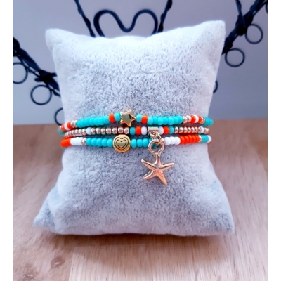 turquoise/ oranje/ goud armbanden setje turquoise/ oranje/ goud armbanden setje